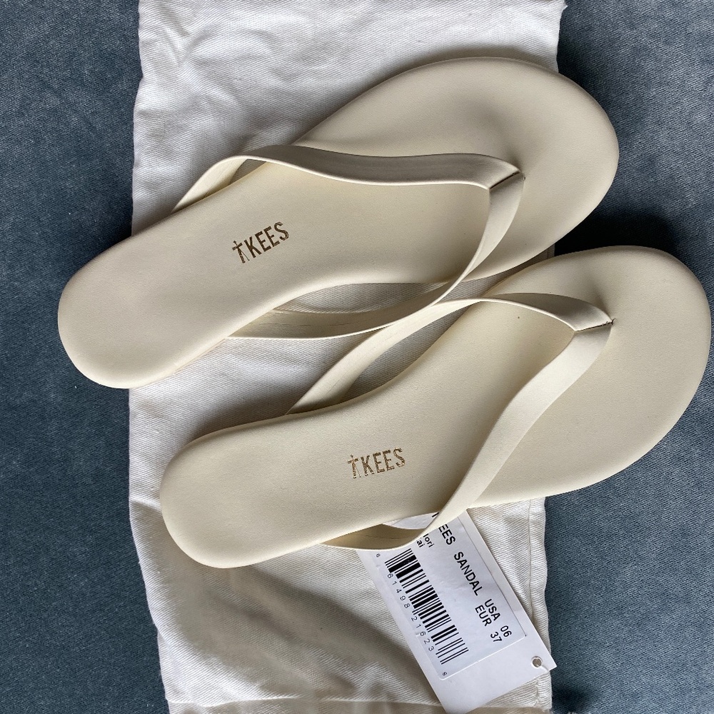 TKEES Cream Minimalist Flip Flop Sandals - Picture 2 of 6